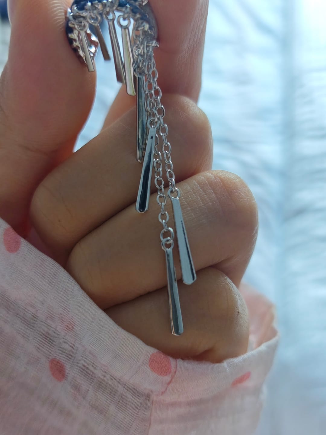Customer photo review of "MIAO" Platinum Plated Miao Ethnic Tassel Ear Cuffs, Non-Pierced Dangle Earrings
