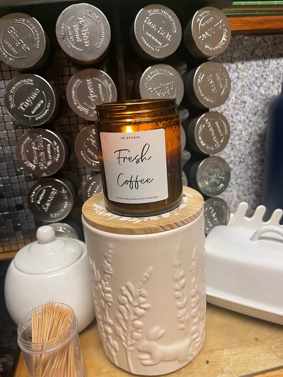 Customer photo review of Fresh Coffee Dark Roast Scented Candle