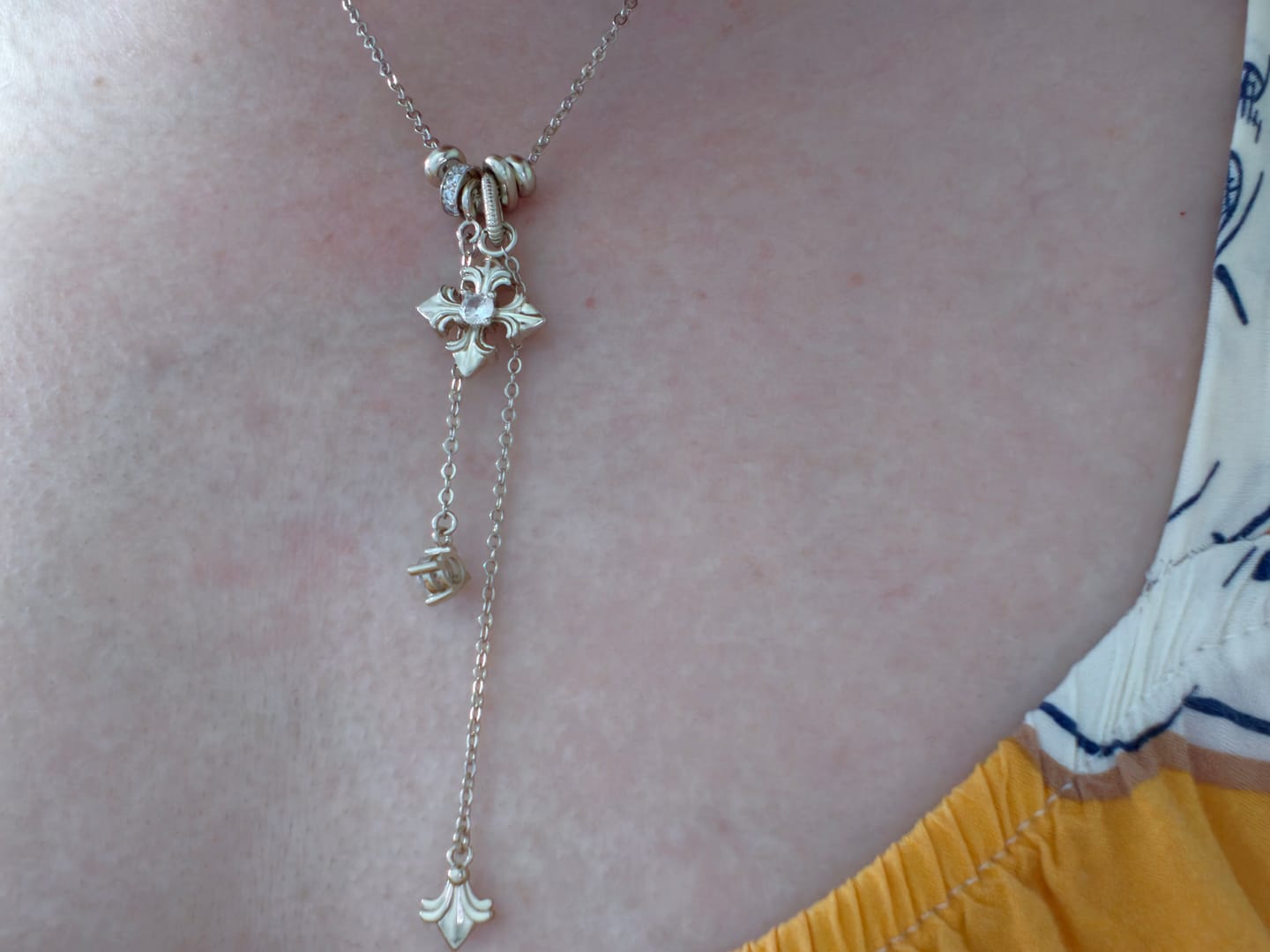 Customer photo review of "Bastet" Vintage Iris Pendant Necklace, with Zirconia