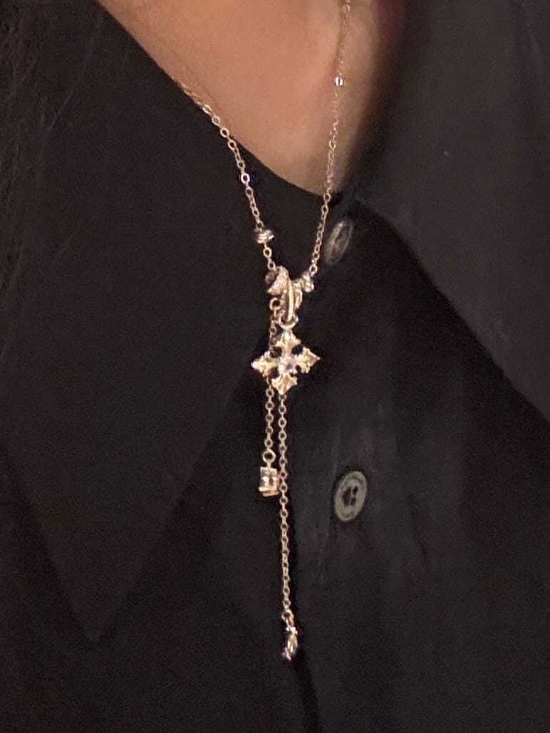 Customer photo review of "Bastet" Vintage Iris Pendant Necklace, with Zirconia