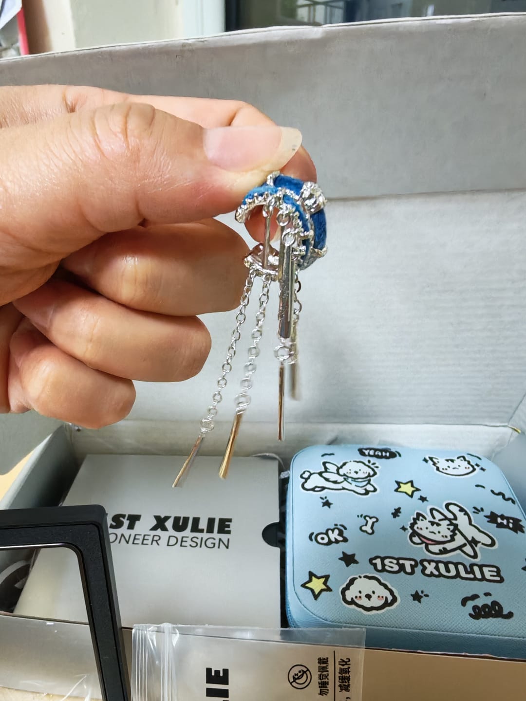 Customer photo review of "MIAO" Platinum Plated Miao Ethnic Tassel Ear Cuffs, Non-Pierced Dangle Earrings
