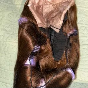 Customer photo review of Wavymy Layered Cut Chestnut Brown Wear Go Wigs 180% Density Straight 7x5 Lace Closure Wigs 100% Human Hair