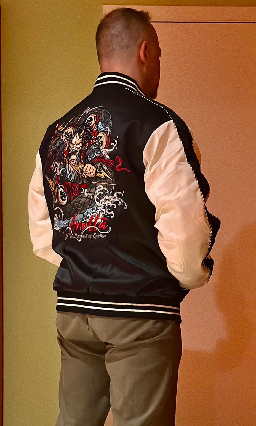Customer photo review of Raijin’s Wrath — Padded Japanese Souvenir Jacket