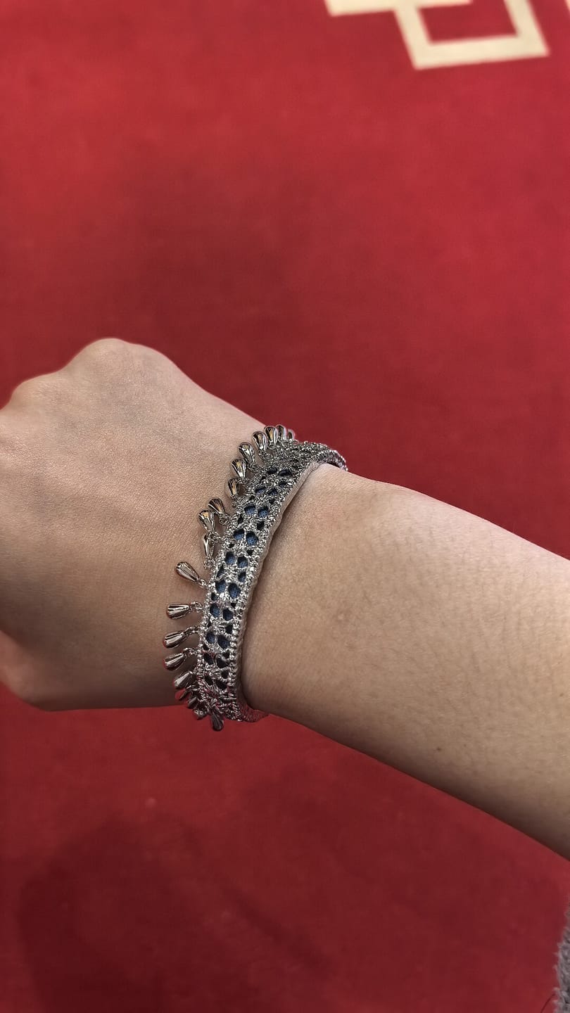 Customer photo review of "MIAO" Platinum Plated Ethnic Tie-Dye Tassel Bangle, Statement Cuff Bracelet