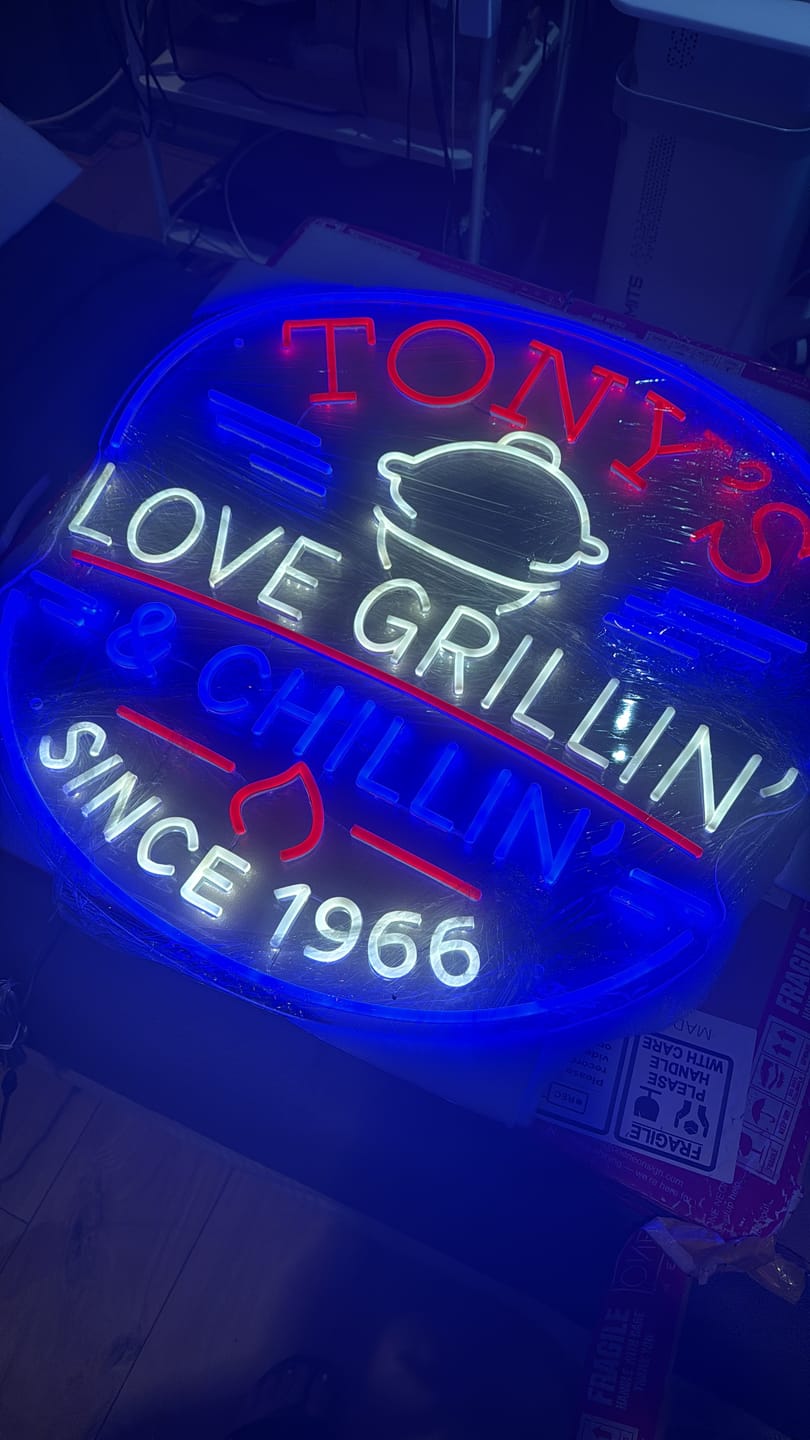 Customer photo review of TONY'S LOVE GRILLIN & CHILLIN | Waterproof LED Neon Sign (Express Shipping)