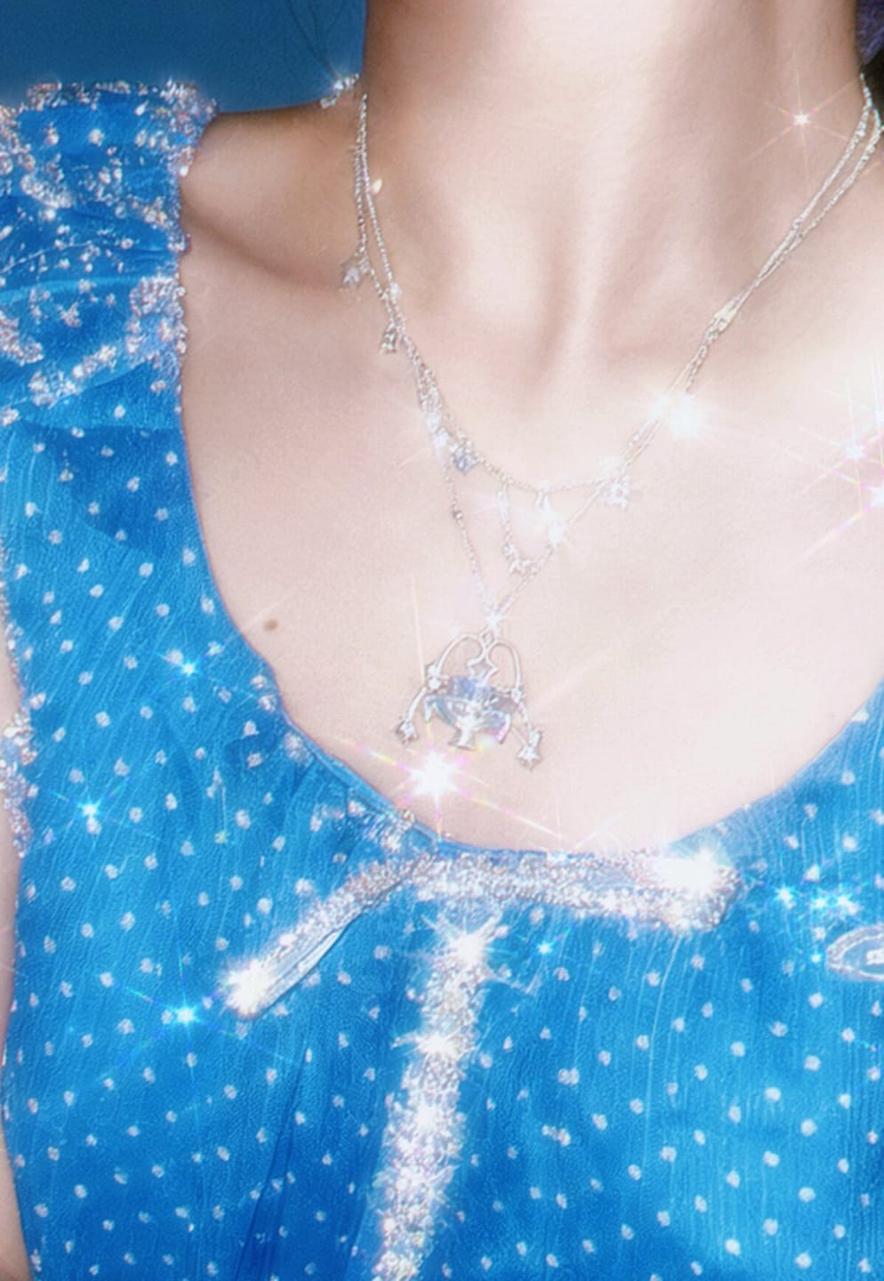 Customer photo review of "WISHING STAR" Rhodium Plated Wishing Fountain Pendant Necklace, Zirconia Dainty Necklace