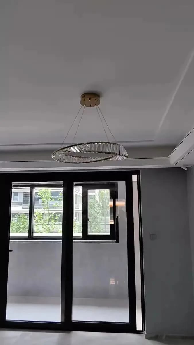 Customer photo review of Gold Crystal Chandelier, Twisting Ring, Hardwired LED, 40-100 cm