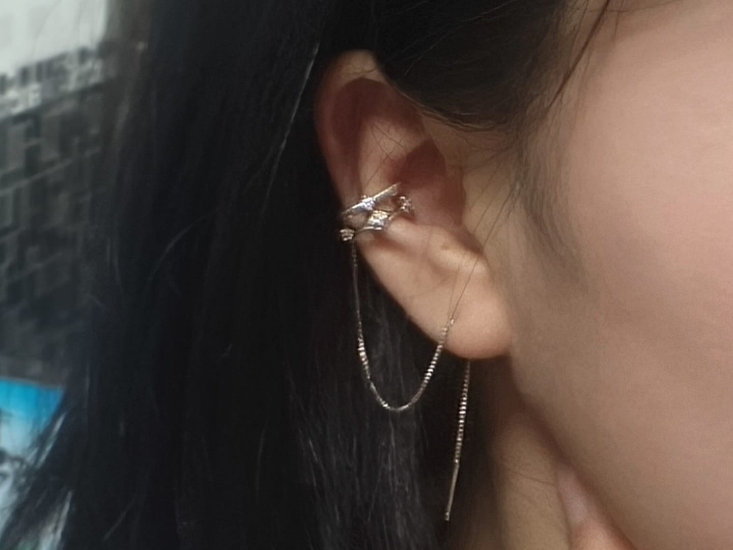 Customer photo review of "Bastet" 14K Gold Plated Vintage Iris Ear Cuffs, Statement Cartilage Earrings