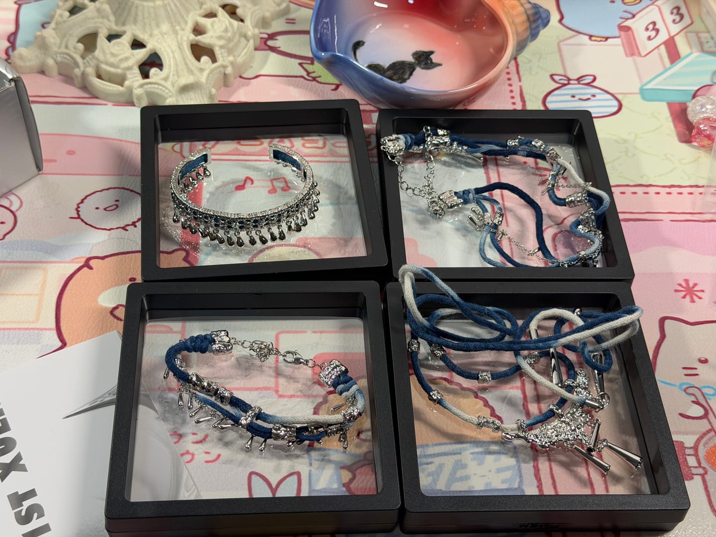 Customer photo review of "MIAO" Platinum Plated Ethnic Tie-Dye Tassel Bangle, Statement Cuff Bracelet