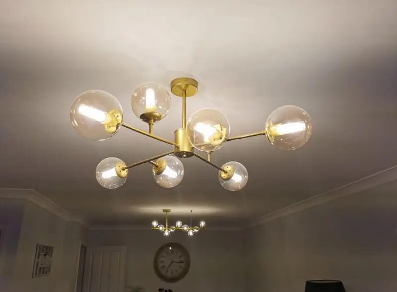 Customer photo review of Glass Chandelier, Iron Arms with Blown Glass Globes, 70–90 cm