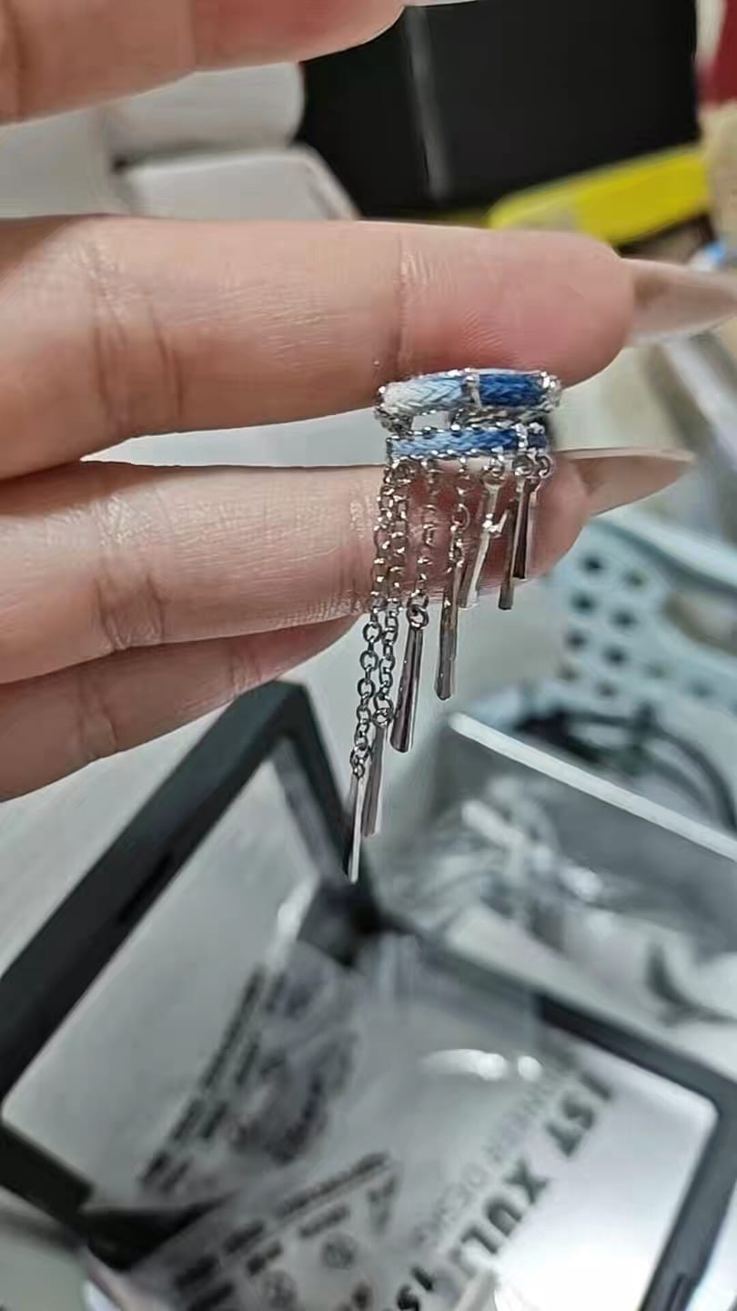 Customer photo review of "MIAO" Platinum Plated Miao Ethnic Tassel Ear Cuffs, Non-Pierced Dangle Earrings