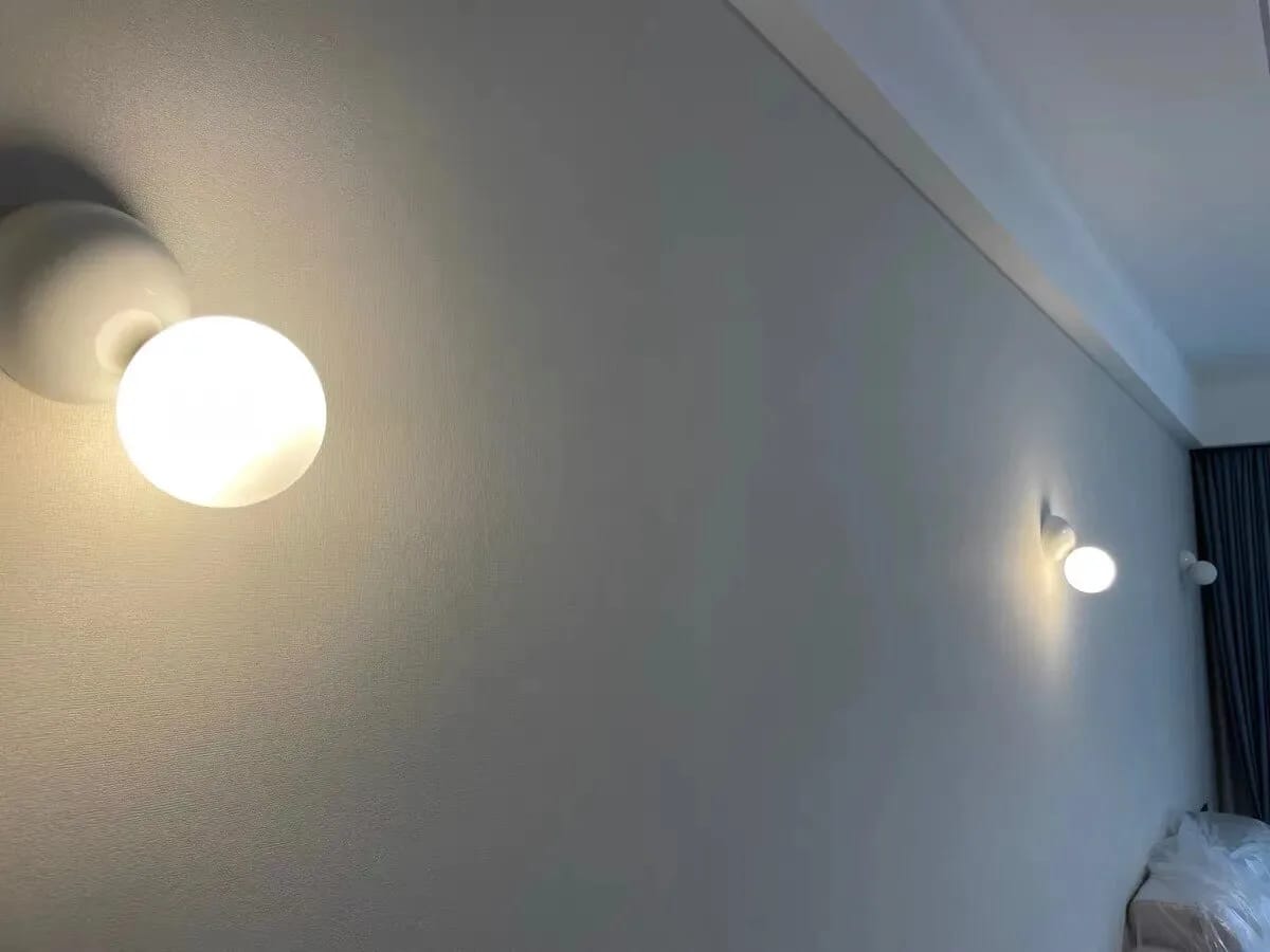 Customer photo review of Wall Light, Frosted Globe on Glossy Round Base, Wall Sconce, 18 cm