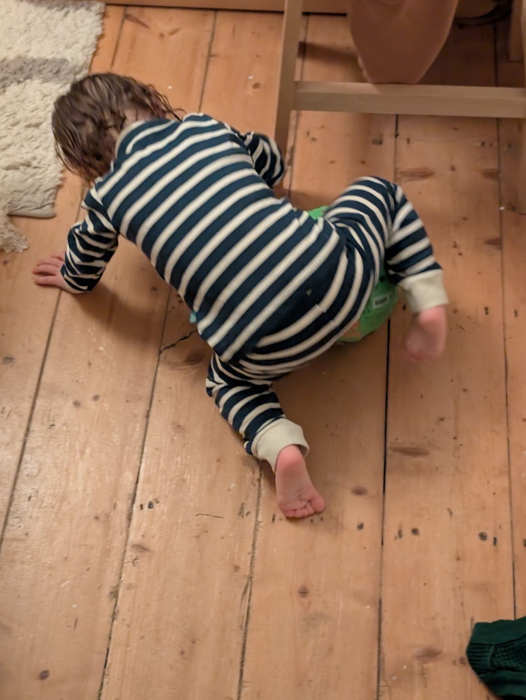 Customer photo review of Midnight Blue Striped Organic Pyjamas