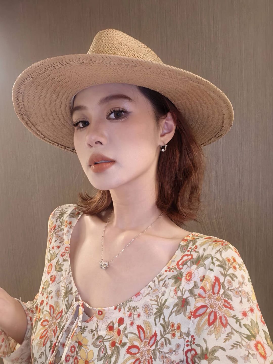 Customer photo review of "Bastet" 14K Gold Plated Vintage Sacred Iris Pendant Necklace, Floral Statement Jewelry