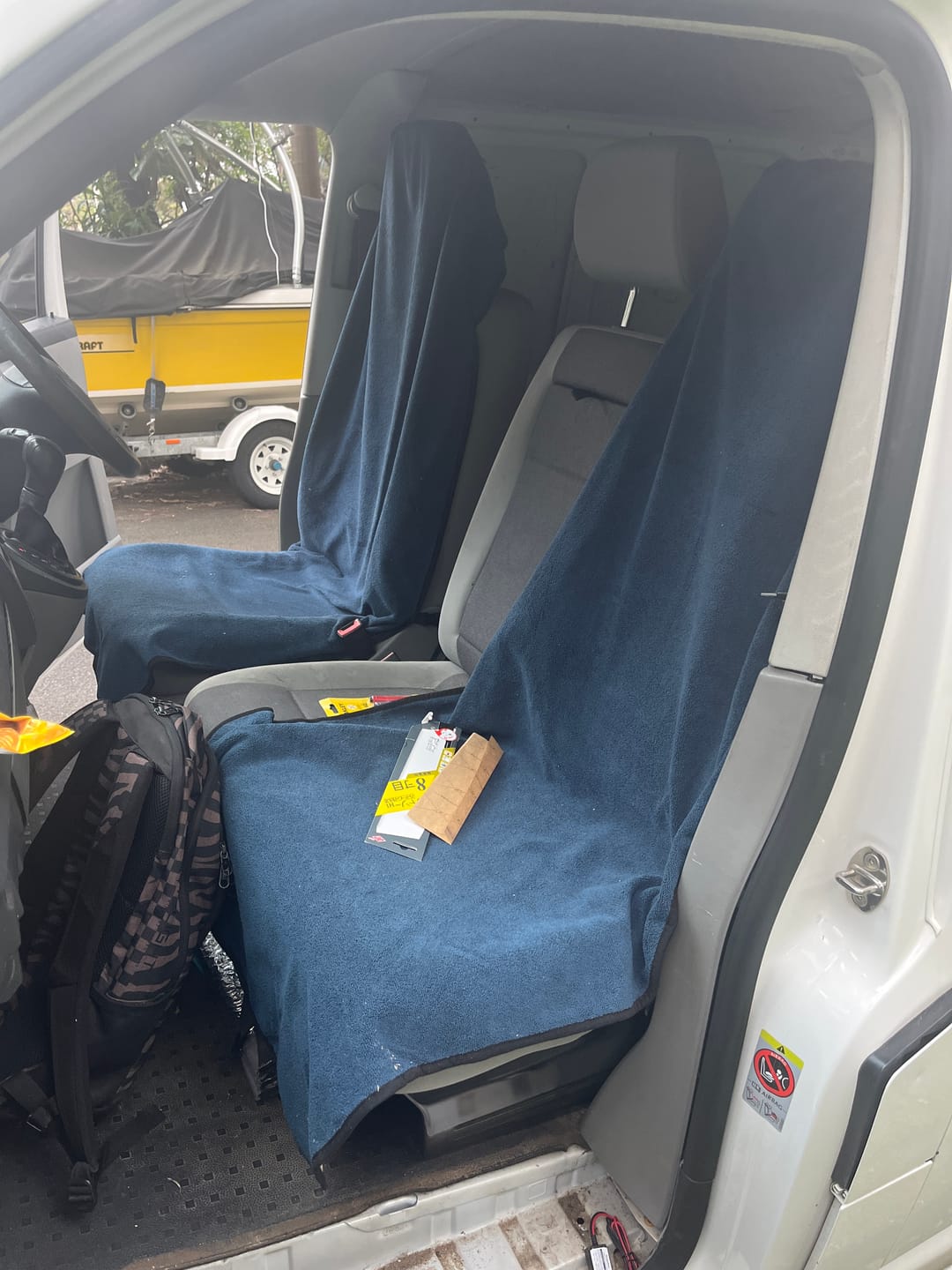 Customer photo review of Waterproof Car Seat Towel – Navy Blue | Towel Society