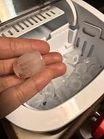 Customer photo review of Simzlife Portable Countertop Ice Maker, 26 Lbs/24H, 9 Bullet-Shaped Ice Cubes in 6 Minutes, Self-Cleaning Ice Machine, Red