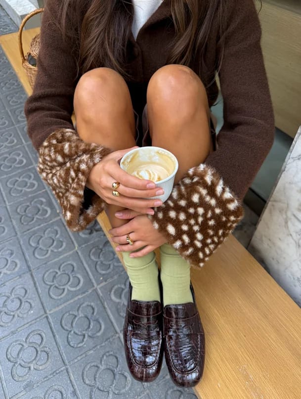 Customer photo review of Emilia Faux Fur Trim Knit Cardigan