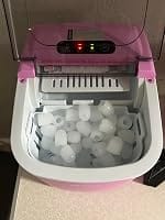 Customer photo review of Simzlife Portable Countertop Ice Maker, 26 Lbs/24H, 9 Bullet-Shaped Ice Cubes in 6 Minutes, Self-Cleaning Ice Machine, Red