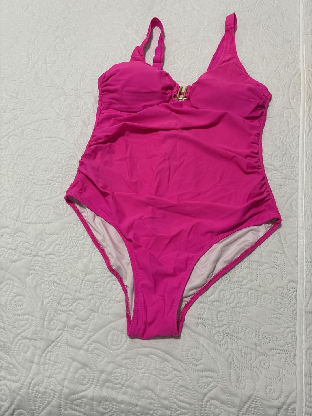 Customer photo review of Womens Tummy Control Swimsuits Ruched Slimming One Piece Bathing Suit Deep V Neck Swimsuit