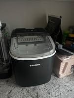 Customer photo review of Simzlife Portable Countertop Ice Maker, 26 Lbs/24H, 9 Bullet-Shaped Ice Cubes in 6 Minutes, Self-Cleaning Ice Machine, Red