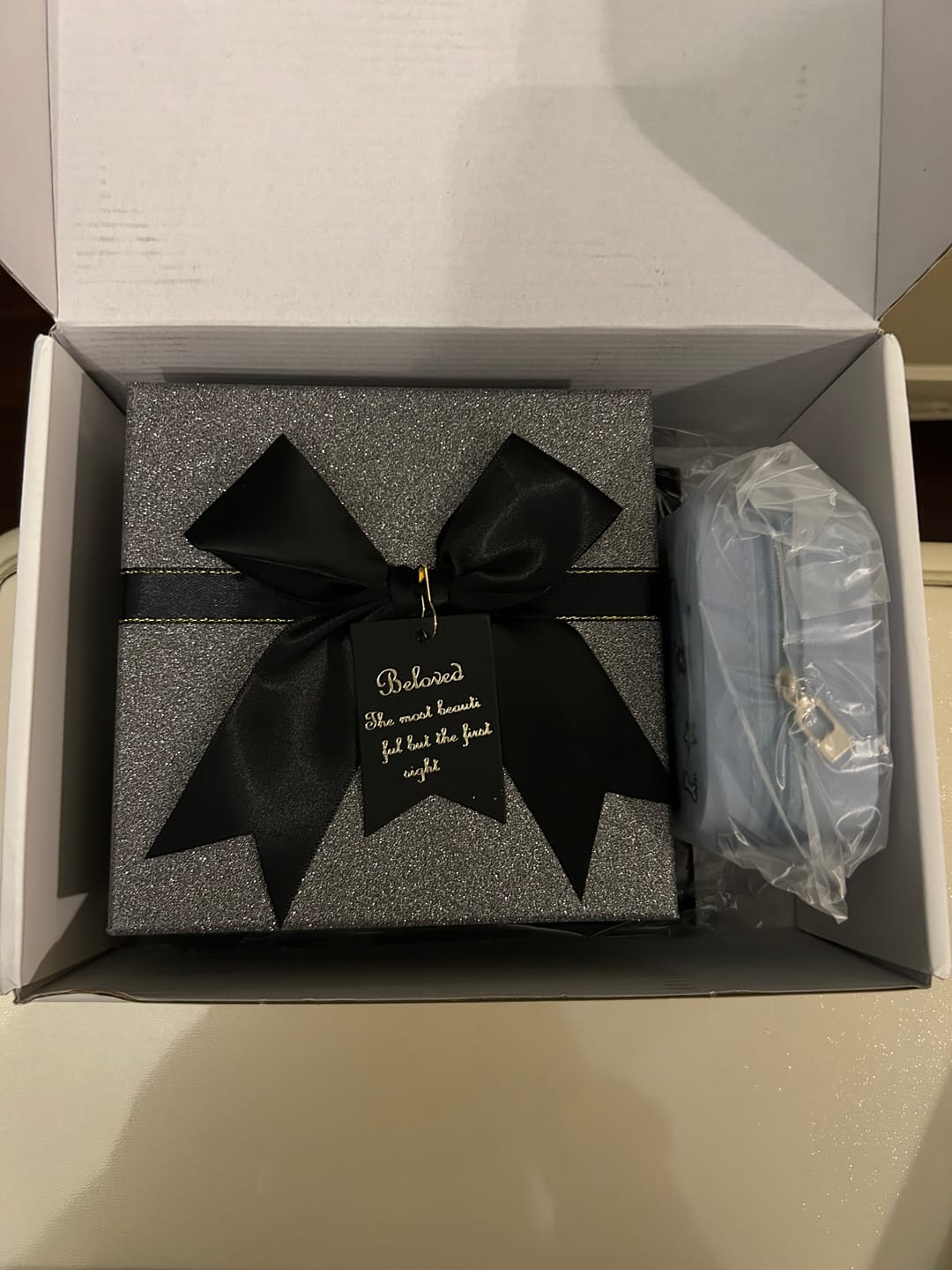 Customer photo review of "WISHING STAR" Rhodium Plated Zirconia Wishing Star Stud Earrings, Celestial Star Earrings