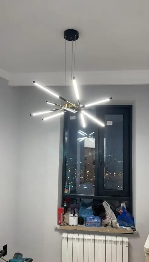 Customer photo review of Gold Chandelier, Starburst with Rotatable LED Heads, 80-100 cm