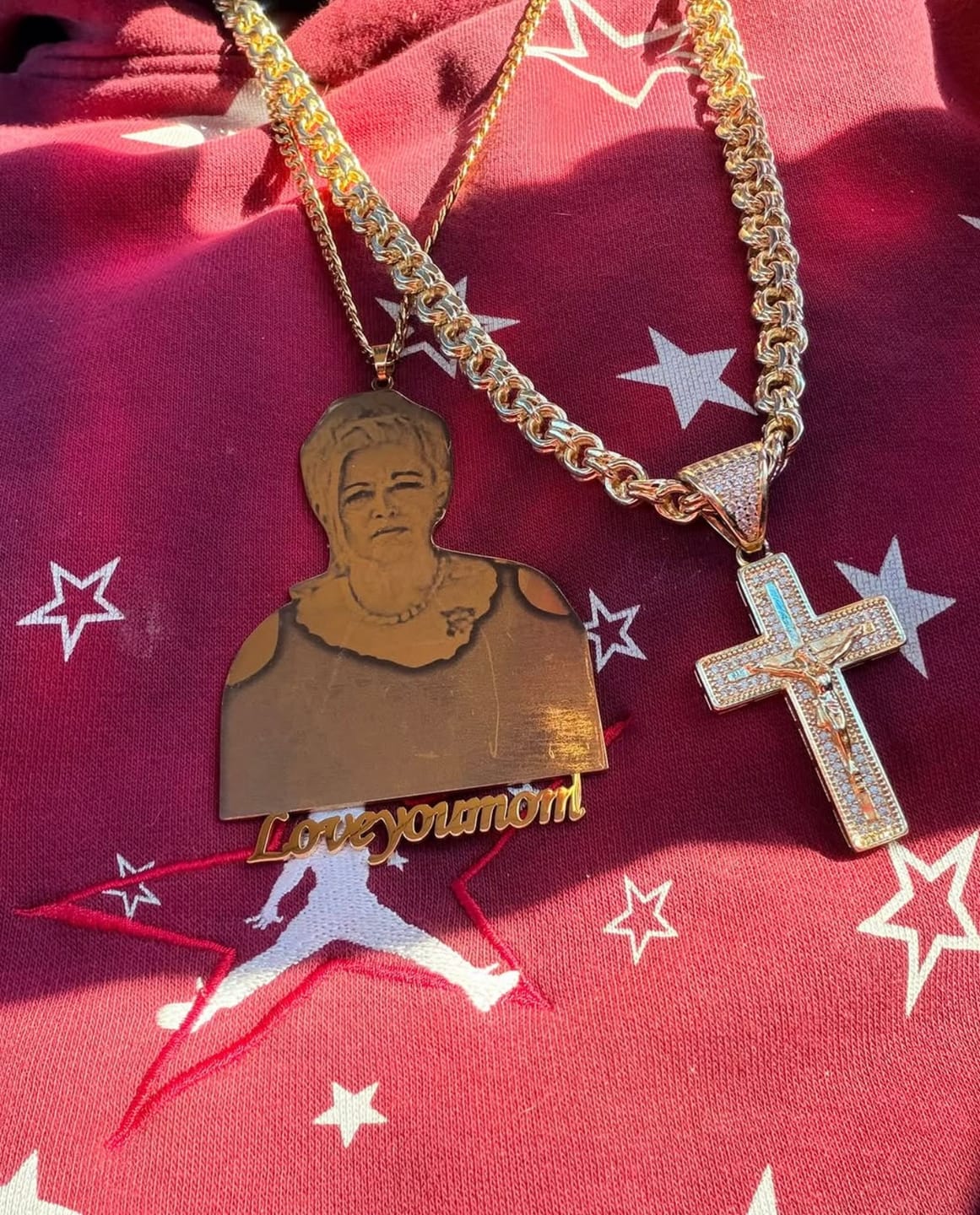 Customer photo review of Custom Photo Engraved Pendant Necklace