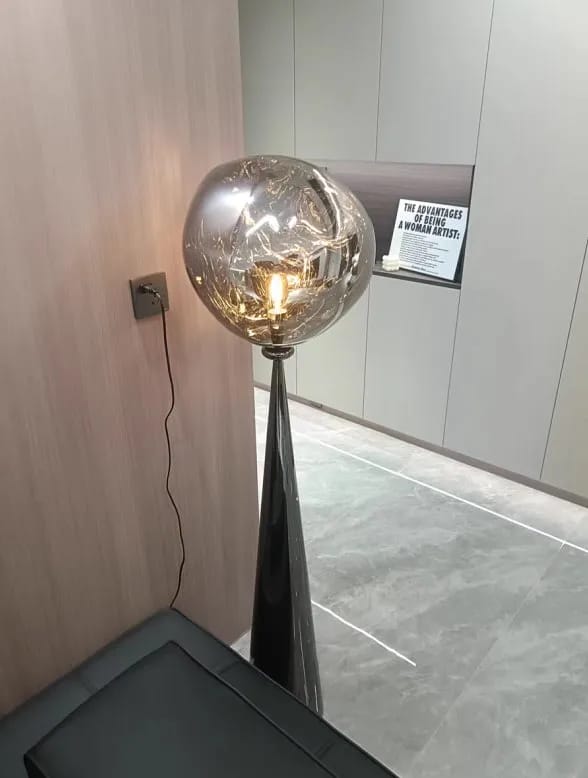 Customer photo review of Floor Lamp, Distorted Acrylic Shade, Conical Steel Stem, 145–155 cm