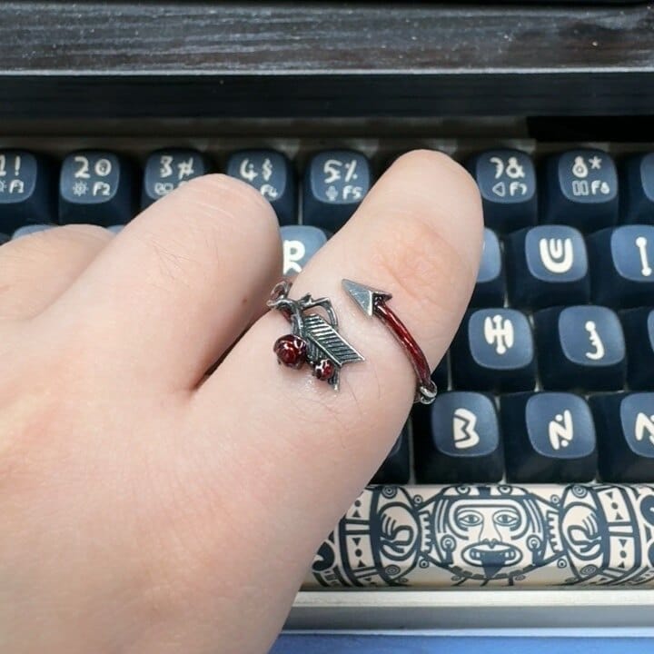 Customer photo review of "TWILIGHT ROSE" 925 Sterling Silver Gothic Rose and Arrow Adjustable Open Ring