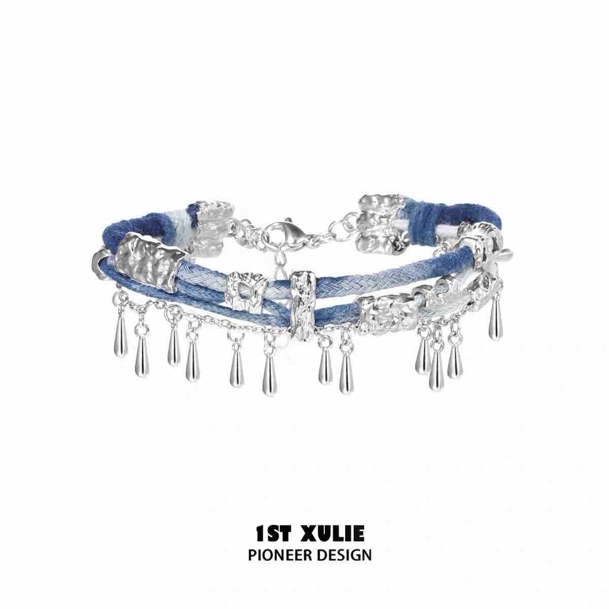 Customer photo review of "MIAO" Platinum Plated Ethnic Braided Tassel Bracelet, Statement Woven Handchain