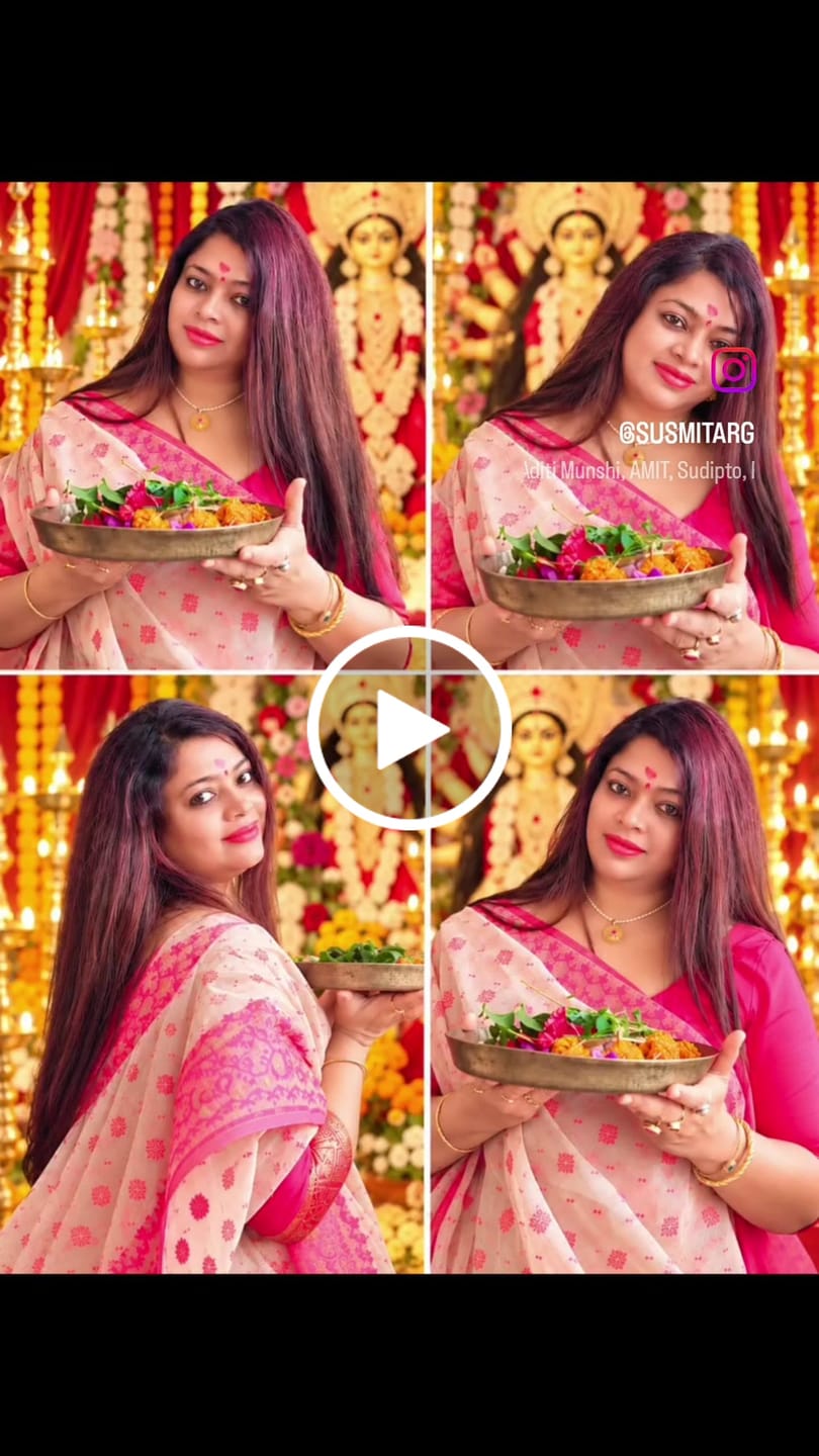Customer video review of Pujar Shaj Bengal Jamdani Saree