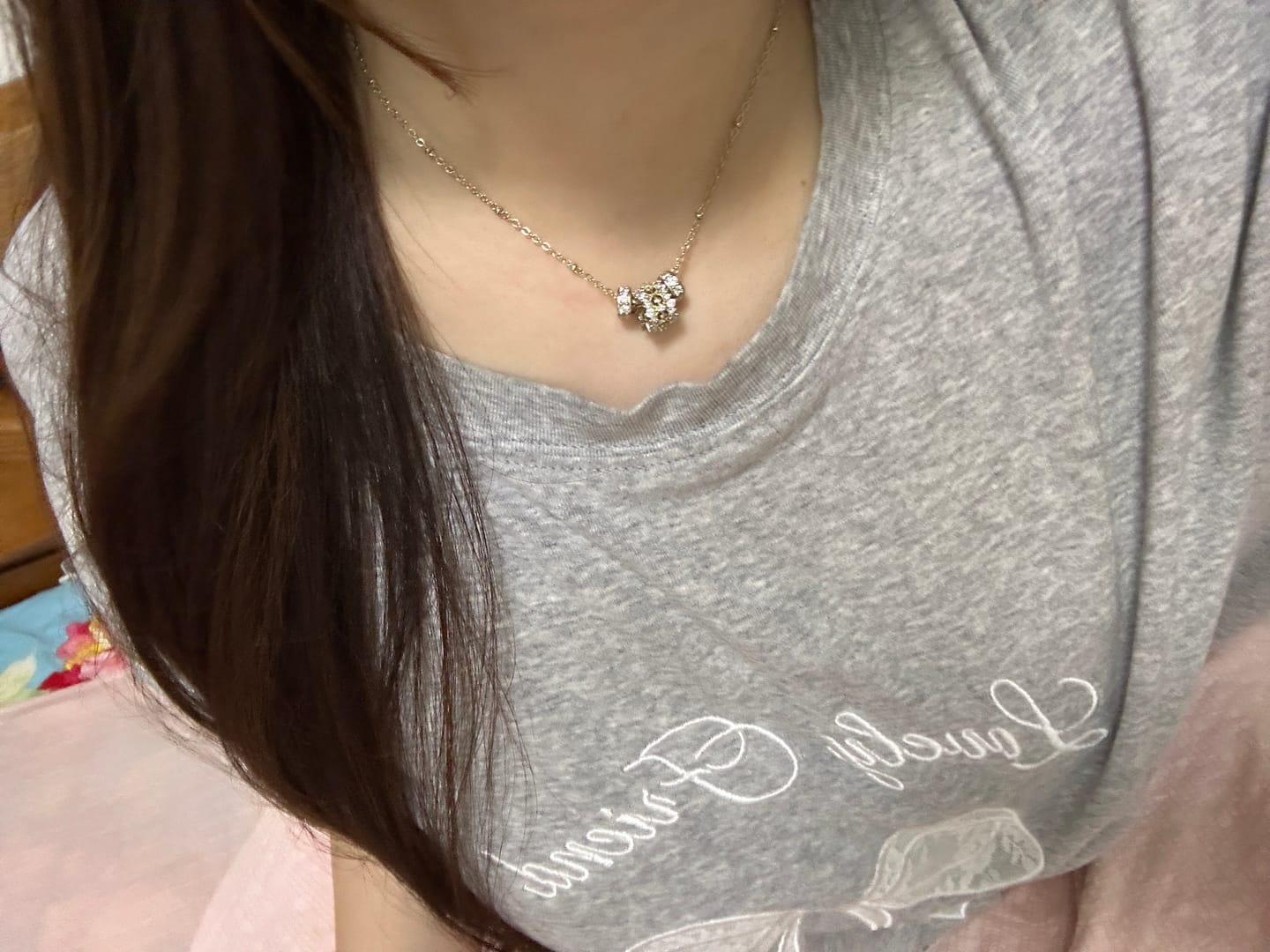 Customer photo review of "Bastet" 14K Gold Plated Vintage Sacred Iris Pendant Necklace, Floral Statement Jewelry