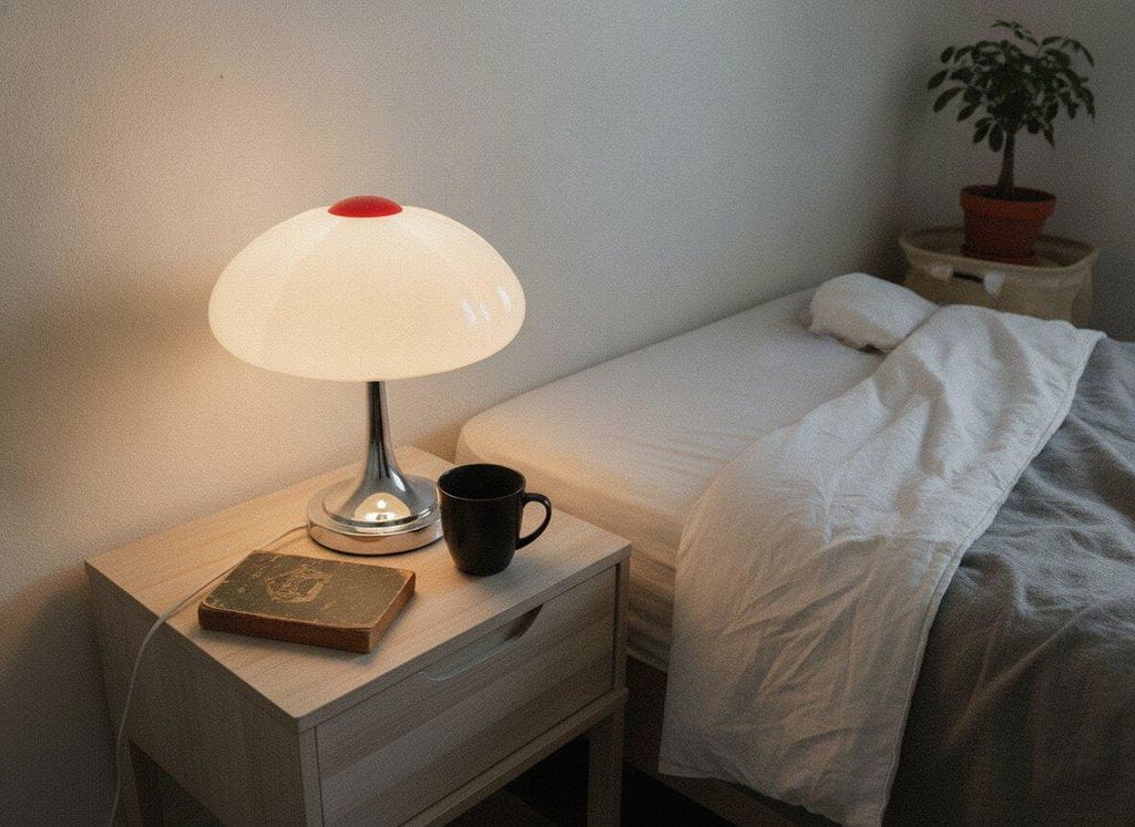 Customer photo review of Chrome Table Lamp, Glass Accents on Metal Base, Plug In