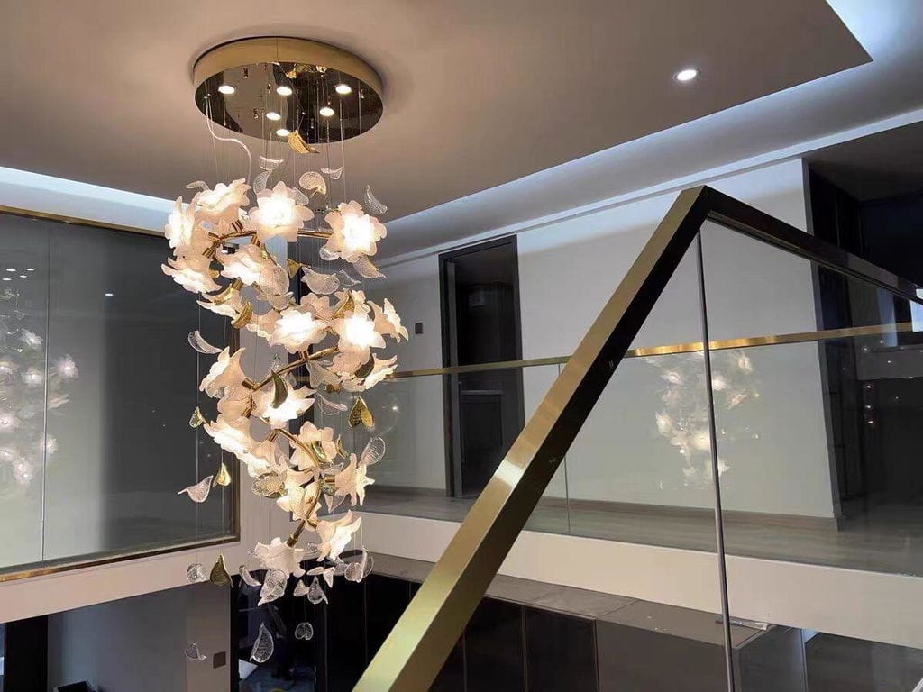 Customer photo review of Glazed Petal Chandelier, Solid Brass Frame, Pendant Light