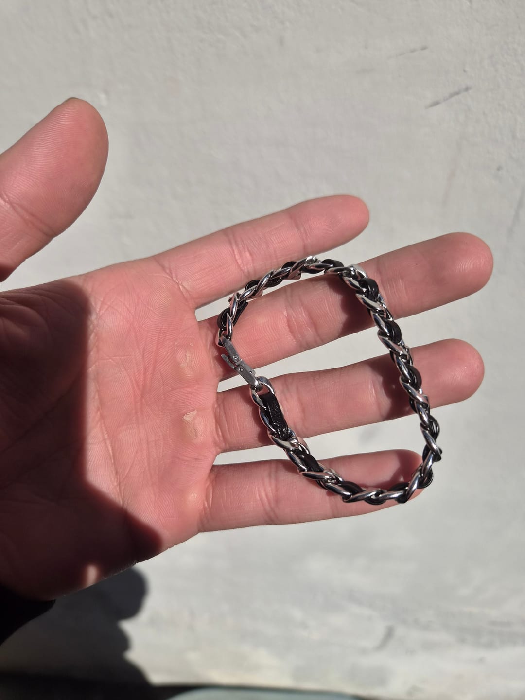Customer photo review of Cuban Leather Bracelet