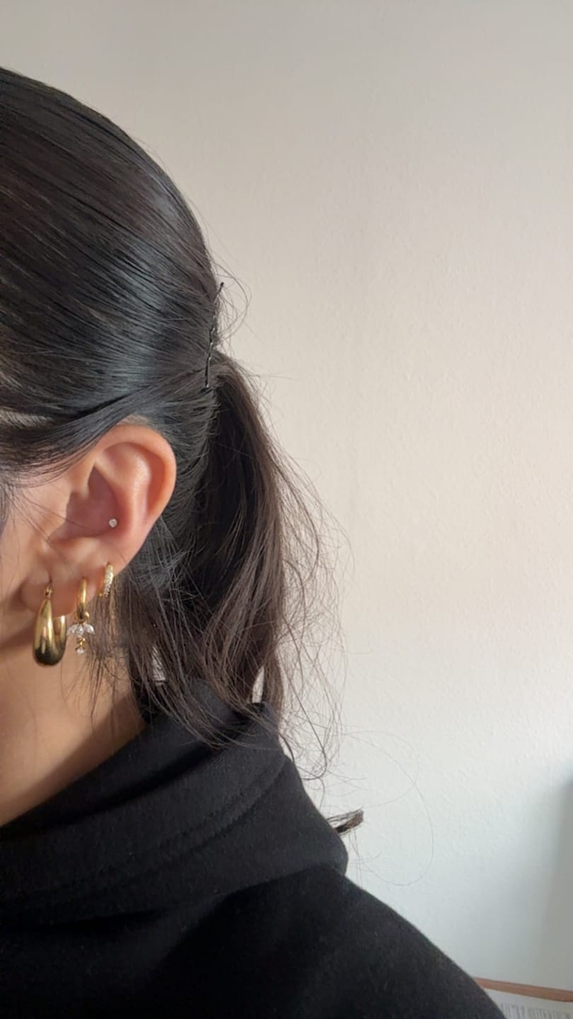 Customer photo review of Diamond Leaves Piercing | Titan