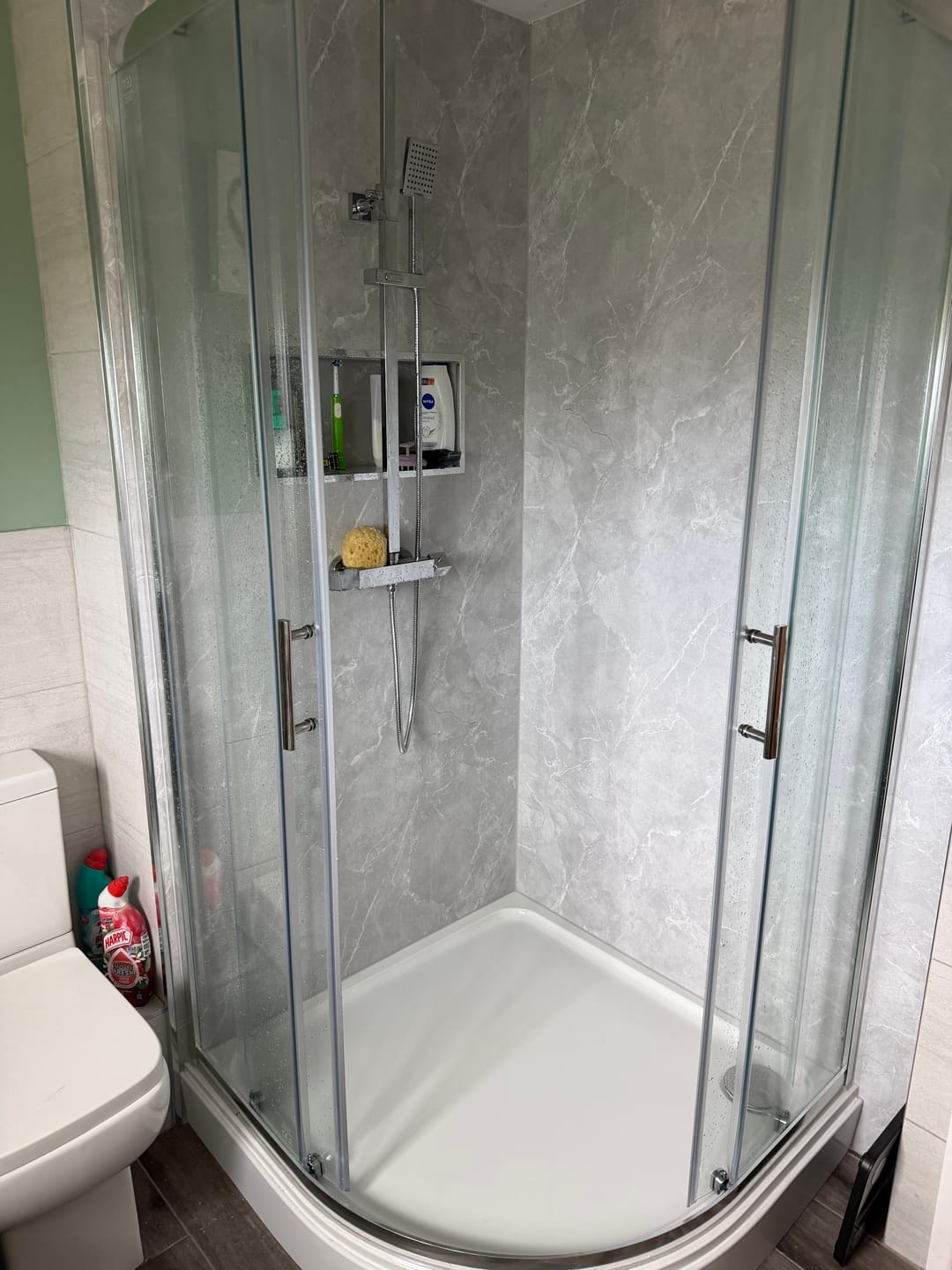 Customer photo review of 10mm Stone Grey Matt Shower Panel 1M x 2.4M