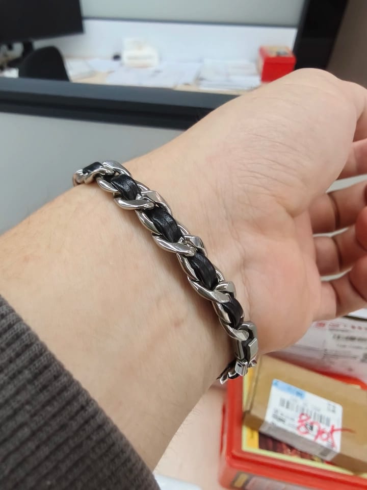 Customer photo review of Cuban Leather Bracelet