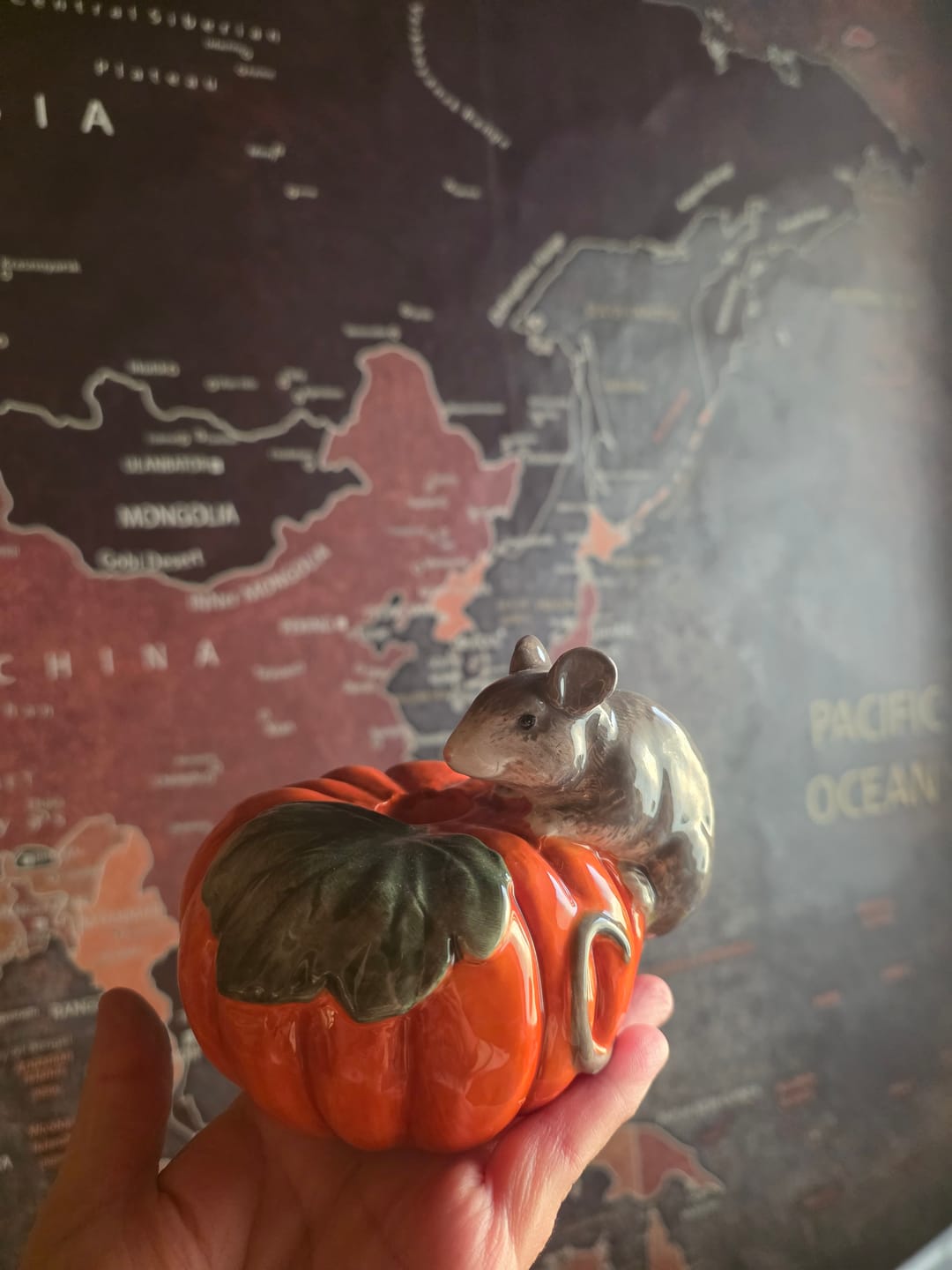 Customer photo review of Kürbis Kerzenhalter mit Maus Keramik Herbstdeko