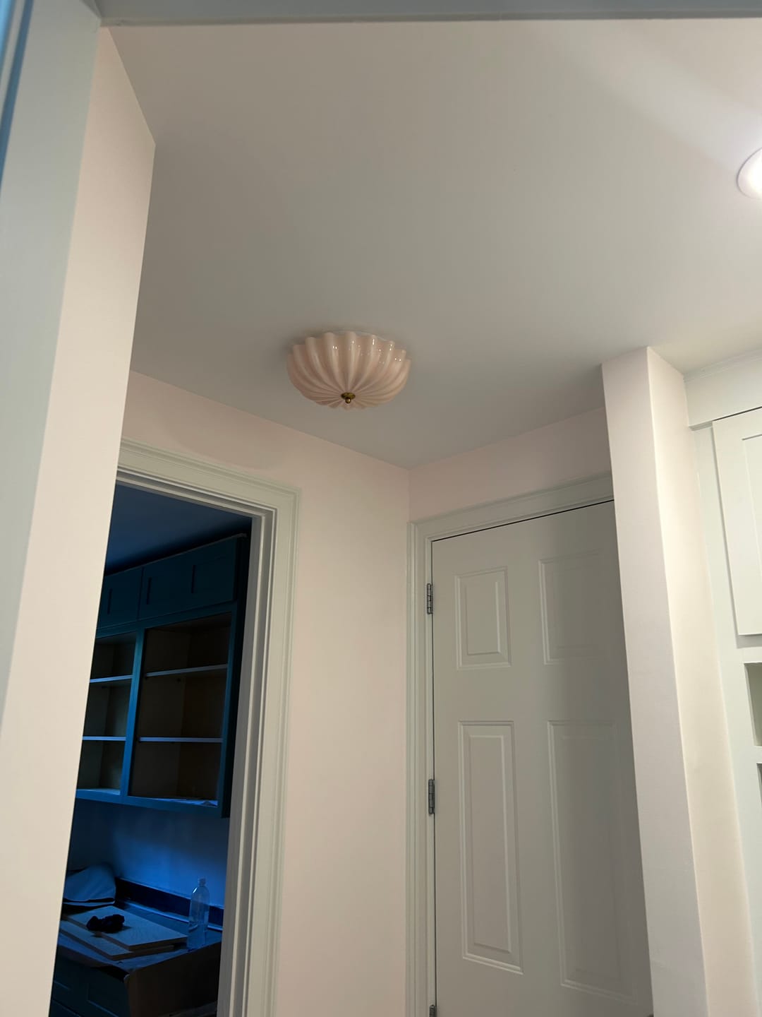 Customer photo review of Art Deco Pleated Flower Shine Glass Semi Flush Mount