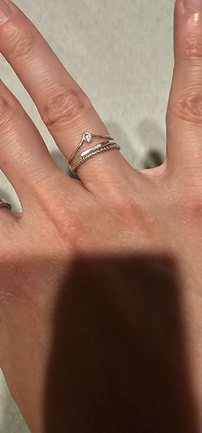 Customer photo review of Sterling Silver Chevron CZ Ring