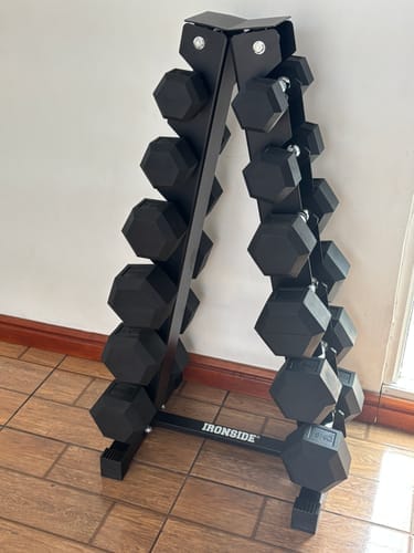 Customer photo review of Pack IRONSIDE Mancuernas Hexagonales (LB) + Rack de Almacenamiento