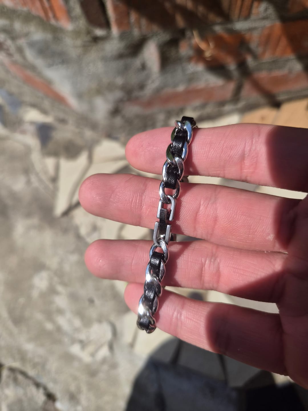 Customer photo review of Cuban Leather Bracelet