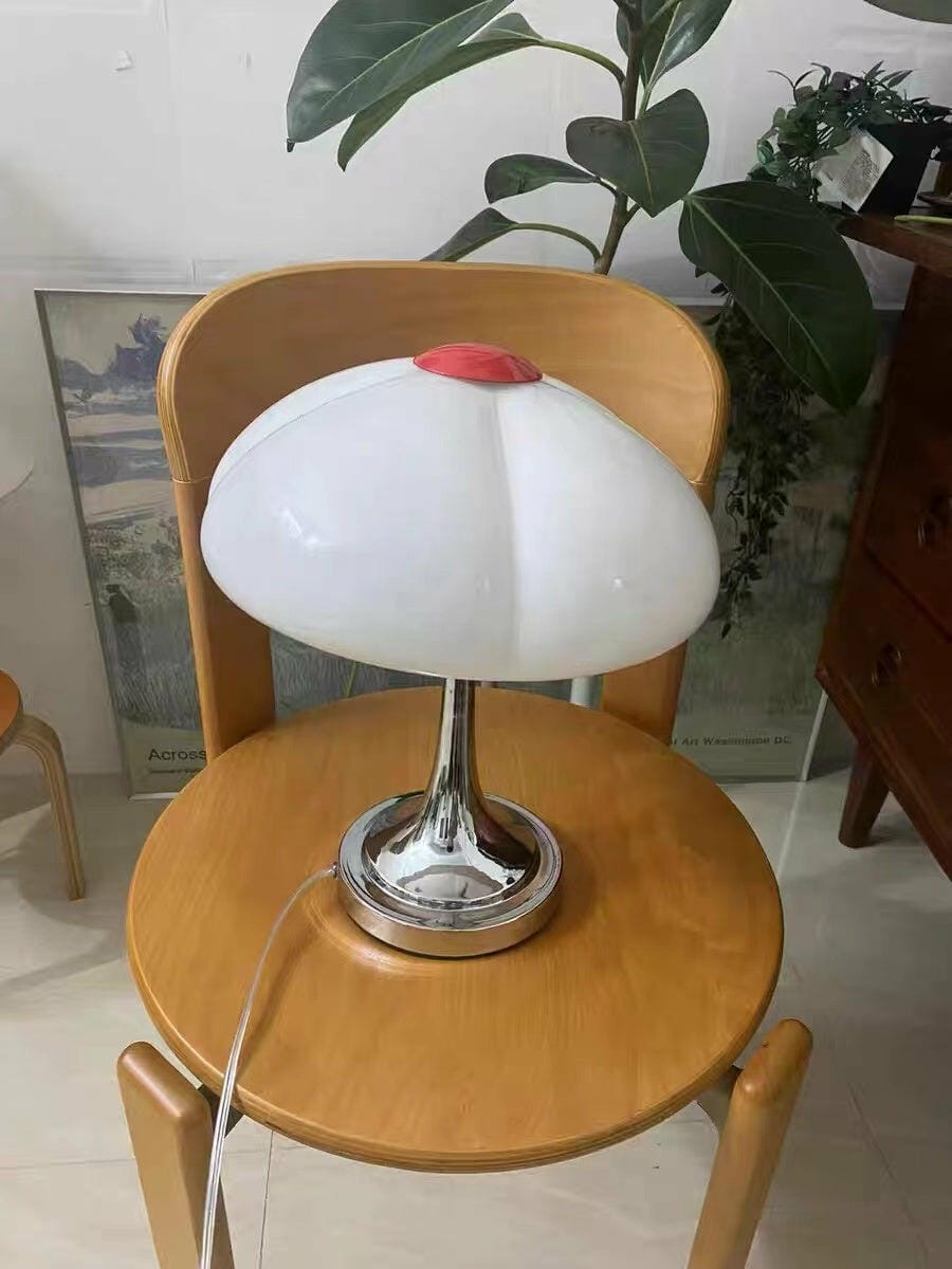 Customer photo review of Chrome Table Lamp, Glass Accents on Metal Base, Plug In