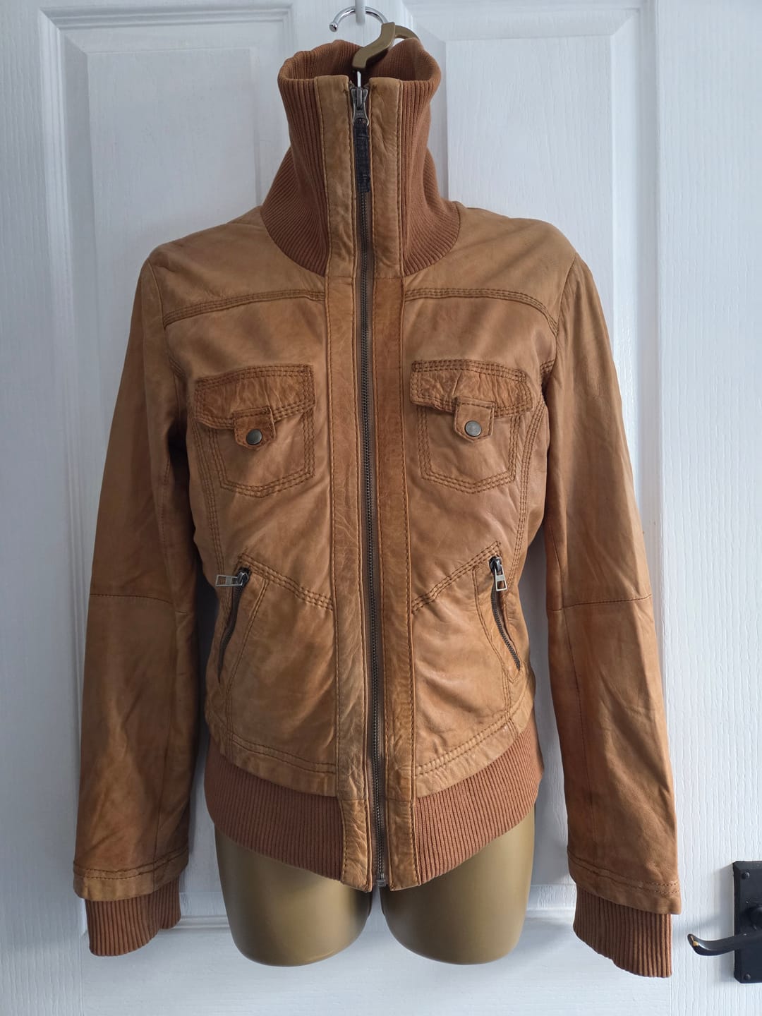 Customer photo review of 20x Y2K RIBBED LEATHER BOMBER JACKET - MID OCTOBER PRE ORDER