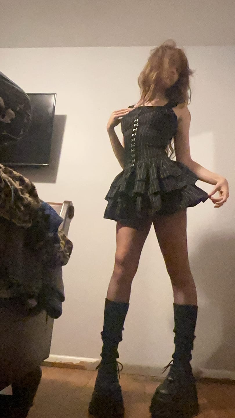 Customer photo review of Grunge Doll Stripes Flared Romper Dress 4.0(Three Layered Dress)