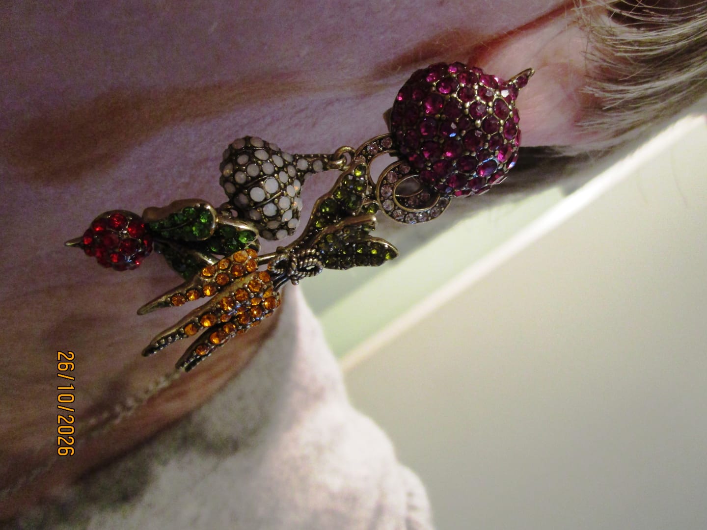 Customer photo review of HEIDI DAUS® "Veritable Vegetable" Crystal Autumn Harvest Dangle Earrings