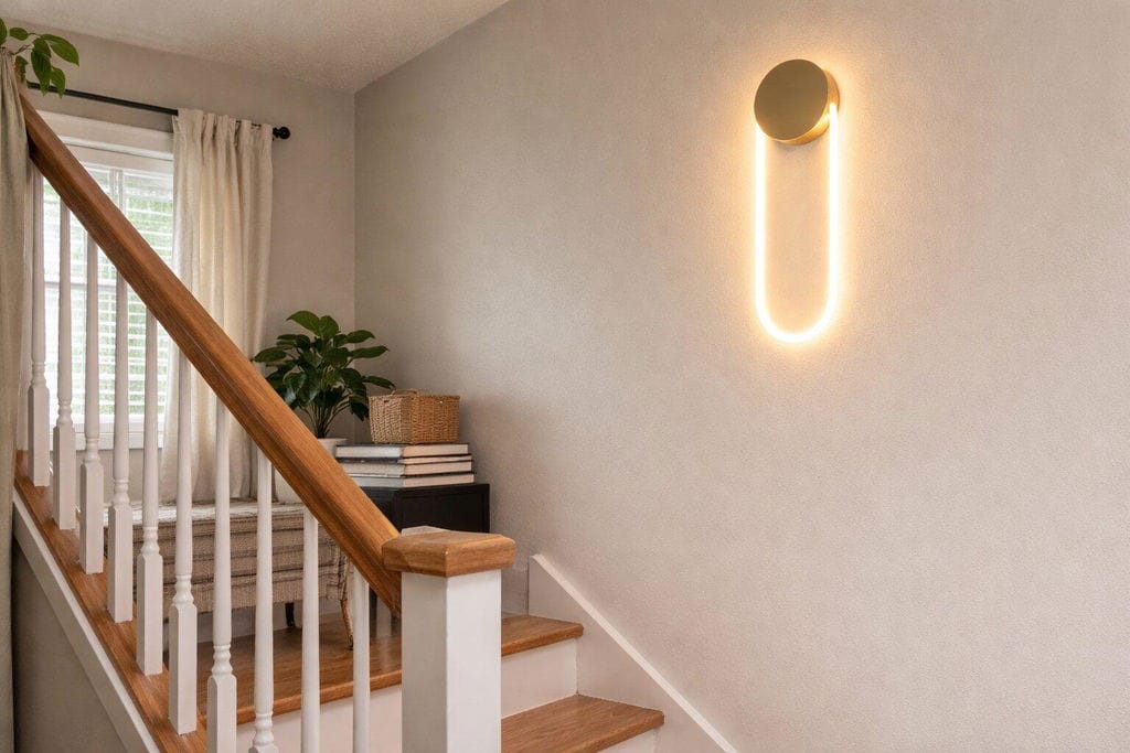 Customer photo review of Curved LED Tube Wall Light, Round Disc Mount, Wall Sconce