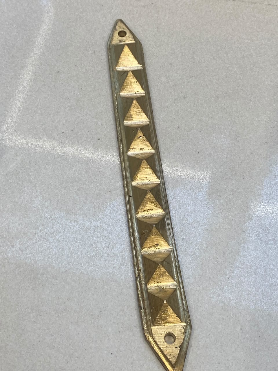 Customer photo review of 9 Pyramid Strips – Vastu Remedy for Door Threshold & Toilet Energy Blocking | Copper/Brass/Lead Door Corrections | 7 inches