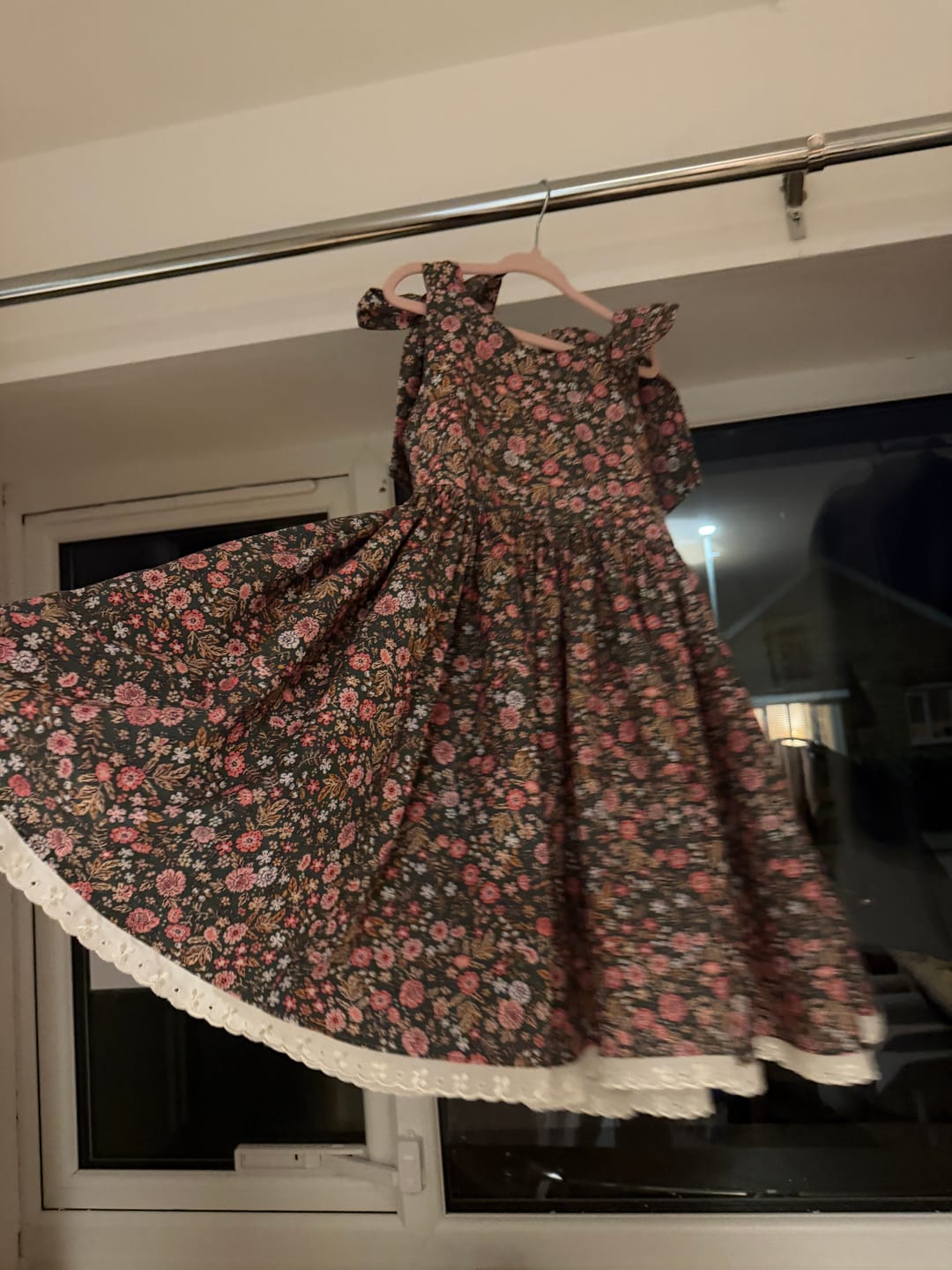 Customer photo review of Cotton Poplin Fabric  - Khaki & Pink Floral